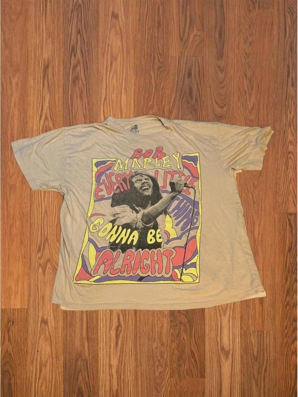 Zion Rootswear Bob Marley Gonna be alright Men's Tan and Cream Tshirt
